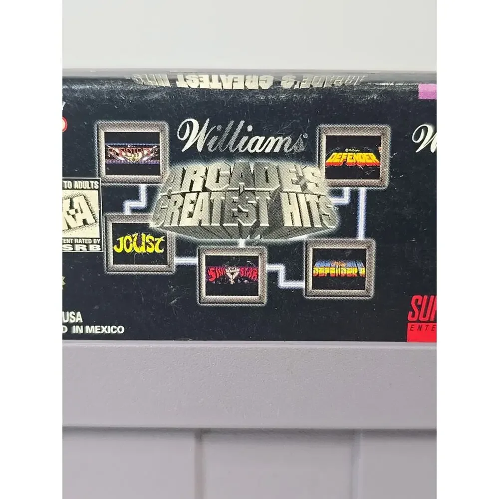 Super Nintendo SNES Game Williams Arcades Greatest Hits 1991 Tested & Works
